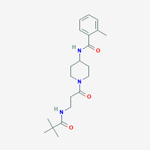 molecular formula C21H31N3O3 B7499391 N-[1-[3-(2,2-dimethylpropanoylamino)propanoyl]piperidin-4-yl]-2-methylbenzamide 