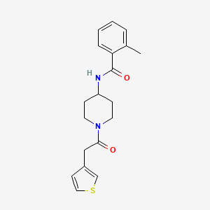 molecular formula C19H22N2O2S B7499410 2-methyl-N-[1-(2-thiophen-3-ylacetyl)piperidin-4-yl]benzamide 