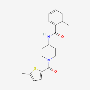 molecular formula C19H22N2O2S B7499419 2-methyl-N-[1-(5-methylthiophene-2-carbonyl)piperidin-4-yl]benzamide 