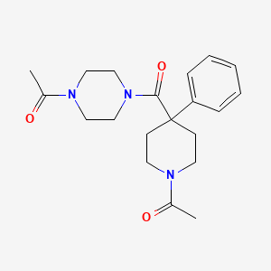 molecular formula C20H27N3O3 B7499433 1-[4-(4-Acetylpiperazine-1-carbonyl)-4-phenylpiperidin-1-yl]ethanone 
