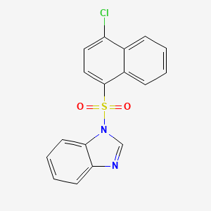 molecular formula C17H11ClN2O2S B7499451 1-(4-Chloronaphthalen-1-yl)sulfonylbenzimidazole 