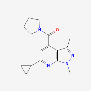 molecular formula C16H20N4O B7499453 (6-Cyclopropyl-1,3-dimethylpyrazolo[3,4-b]pyridin-4-yl)-pyrrolidin-1-ylmethanone 