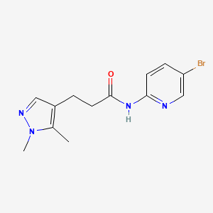 molecular formula C13H15BrN4O B7499486 N-(5-bromopyridin-2-yl)-3-(1,5-dimethylpyrazol-4-yl)propanamide 