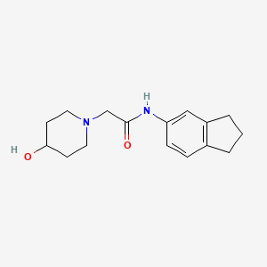 molecular formula C16H22N2O2 B7499509 N-(2,3-dihydro-1H-inden-5-yl)-2-(4-hydroxypiperidin-1-yl)acetamide 