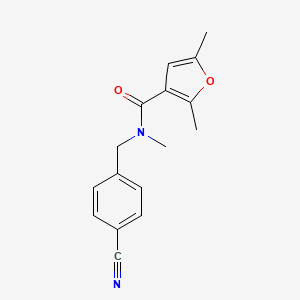 molecular formula C16H16N2O2 B7499543 N-[(4-cyanophenyl)methyl]-N,2,5-trimethylfuran-3-carboxamide 