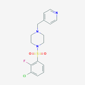 molecular formula C16H17ClFN3O2S B7499557 1-(3-Chloro-2-fluorophenyl)sulfonyl-4-(pyridin-4-ylmethyl)piperazine 