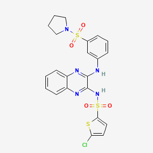 molecular formula C22H20ClN5O4S3 B7499632 5-chloro-N-[3-(3-pyrrolidin-1-ylsulfonylanilino)quinoxalin-2-yl]thiophene-2-sulfonamide 