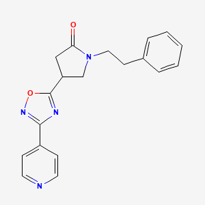 molecular formula C19H18N4O2 B7499699 1-(2-Phenylethyl)-4-(3-pyridin-4-yl-1,2,4-oxadiazol-5-yl)pyrrolidin-2-one 