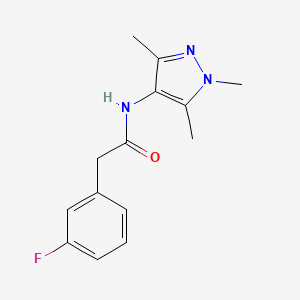 molecular formula C14H16FN3O B7499732 2-(3-fluorophenyl)-N-(1,3,5-trimethylpyrazol-4-yl)acetamide 