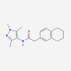 molecular formula C18H23N3O B7499812 2-(5,6,7,8-tetrahydronaphthalen-2-yl)-N-(1,3,5-trimethylpyrazol-4-yl)acetamide 