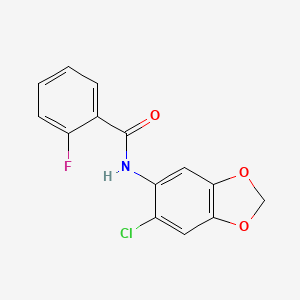 molecular formula C14H9ClFNO3 B7499868 N-(6-chloro-1,3-benzodioxol-5-yl)-2-fluorobenzamide 