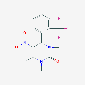molecular formula C14H14F3N3O3 B7500097 1,3,6-trimethyl-5-nitro-4-[2-(trifluoromethyl)phenyl]-4H-pyrimidin-2-one 