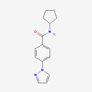 molecular formula C15H17N3O B7500117 N-cyclopentyl-4-pyrazol-1-ylbenzamide 