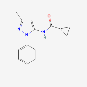molecular formula C15H17N3O B7500331 N-[5-methyl-2-(4-methylphenyl)pyrazol-3-yl]cyclopropanecarboxamide 