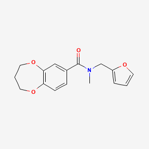 molecular formula C16H17NO4 B7500454 N-(furan-2-ylmethyl)-N-methyl-3,4-dihydro-2H-1,5-benzodioxepine-7-carboxamide 