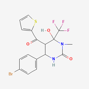 molecular formula C17H14BrF3N2O3S B7500467 4-(4-bromophenyl)-6-hydroxy-1-methyl-5-(thiophen-2-ylcarbonyl)-6-(trifluoromethyl)tetrahydropyrimidin-2(1H)-one 
