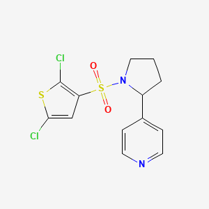 molecular formula C13H12Cl2N2O2S2 B7500604 4-[1-(2,5-Dichlorothiophen-3-yl)sulfonylpyrrolidin-2-yl]pyridine 