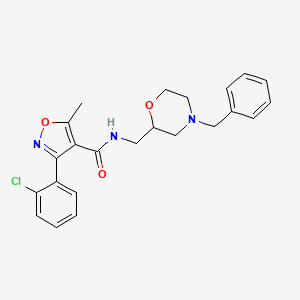 molecular formula C23H24ClN3O3 B7500670 N-[(4-benzylmorpholin-2-yl)methyl]-3-(2-chlorophenyl)-5-methyl-1,2-oxazole-4-carboxamide 