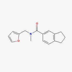 molecular formula C16H17NO2 B7500721 N-(furan-2-ylmethyl)-N-methyl-2,3-dihydro-1H-indene-5-carboxamide 