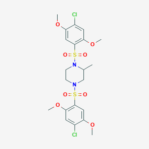 molecular formula C21H26Cl2N2O8S2 B7500727 1,4-Bis[(4-chloro-2,5-dimethoxyphenyl)sulfonyl]-2-methylpiperazine 