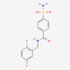 molecular formula C14H12F2N2O3S B7500929 4-(Aminosulfonyl)-N-[(2,5-difluorophenyl)methyl]-benzamide 