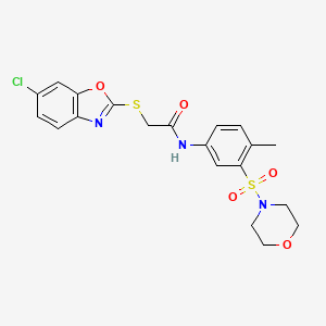 2-[(6-chloro-1,3-benzoxazol-2-yl)sulfanyl]-N-(4-methyl-3-morpholin-4-ylsulfonylphenyl)acetamide