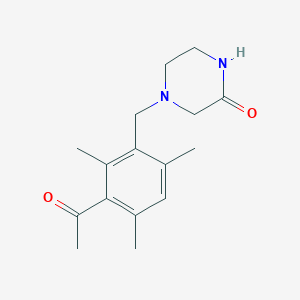 4-[(3-Acetyl-2,4,6-trimethylphenyl)methyl]piperazin-2-one