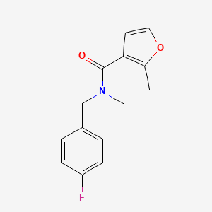 molecular formula C14H14FNO2 B7500982 N-[(4-fluorophenyl)methyl]-N,2-dimethylfuran-3-carboxamide 
