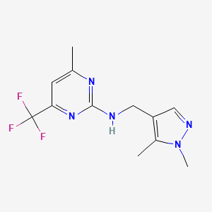 molecular formula C12H14F3N5 B7501016 N-[(1,5-dimethyl-1H-pyrazol-4-yl)methyl]-4-methyl-6-(trifluoromethyl)pyrimidin-2-amine 