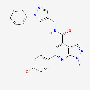 molecular formula C25H22N6O2 B7501029 6-(4-methoxyphenyl)-1-methyl-N-[(1-phenyl-1H-pyrazol-4-yl)methyl]-1H-pyrazolo[3,4-b]pyridine-4-carboxamide 