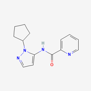 molecular formula C14H16N4O B7501040 N-(2-cyclopentylpyrazol-3-yl)pyridine-2-carboxamide 