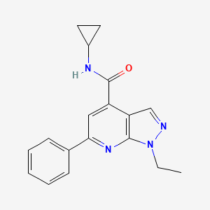 molecular formula C18H18N4O B7501047 N-cyclopropyl-1-ethyl-6-phenyl-1H-pyrazolo[3,4-b]pyridine-4-carboxamide 
