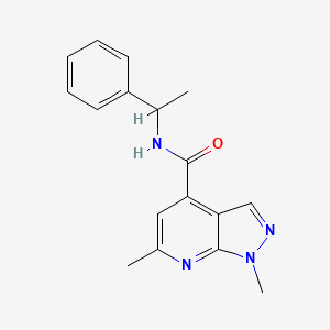 molecular formula C17H18N4O B7501100 1,6-dimethyl-N-(1-phenylethyl)-1H-pyrazolo[3,4-b]pyridine-4-carboxamide 