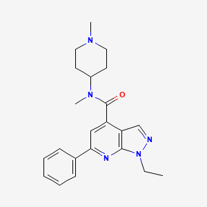 1-ethyl-N-methyl-N-(1-methylpiperidin-4-yl)-6-phenyl-1H-pyrazolo[3,4-b]pyridine-4-carboxamide