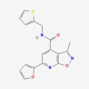molecular formula C17H13N3O3S B7501139 6-(furan-2-yl)-3-methyl-N-(thiophen-2-ylmethyl)[1,2]oxazolo[5,4-b]pyridine-4-carboxamide 