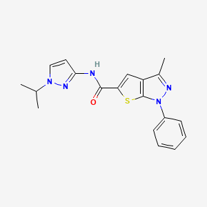 molecular formula C19H19N5OS B7501206 3-methyl-1-phenyl-N-[1-(propan-2-yl)-1H-pyrazol-3-yl]-1H-thieno[2,3-c]pyrazole-5-carboxamide 