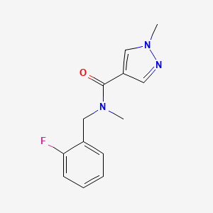 molecular formula C13H14FN3O B7501281 N-[(2-fluorophenyl)methyl]-N,1-dimethylpyrazole-4-carboxamide 