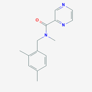 molecular formula C15H17N3O B7501394 N-[(2,4-dimethylphenyl)methyl]-N-methylpyrazine-2-carboxamide 
