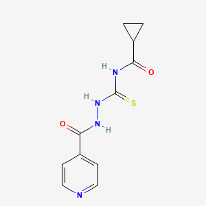 molecular formula C11H12N4O2S B7501401 N-[(pyridine-4-carbonylamino)carbamothioyl]cyclopropanecarboxamide 