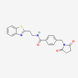 molecular formula C21H19N3O3S B7501417 N-[2-(1,3-benzothiazol-2-yl)ethyl]-4-[(2,5-dioxopyrrolidin-1-yl)methyl]benzamide 