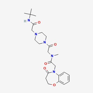 molecular formula C24H35N5O5 B7501421 N-tert-butyl-2-[4-[2-[methyl-[2-(4-oxo-2,3-dihydro-1,5-benzoxazepin-5-yl)acetyl]amino]acetyl]piperazin-1-yl]acetamide 