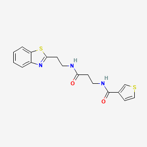 molecular formula C17H17N3O2S2 B7501440 N-[3-[2-(1,3-benzothiazol-2-yl)ethylamino]-3-oxopropyl]thiophene-3-carboxamide 