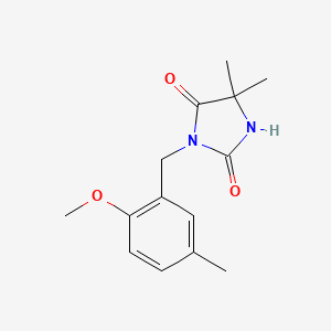 molecular formula C14H18N2O3 B7501496 3-[(2-Methoxy-5-methylphenyl)methyl]-5,5-dimethylimidazolidine-2,4-dione 