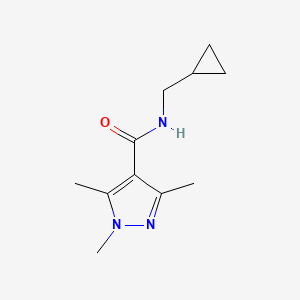 molecular formula C11H17N3O B7501629 N-(cyclopropylmethyl)-1,3,5-trimethylpyrazole-4-carboxamide 