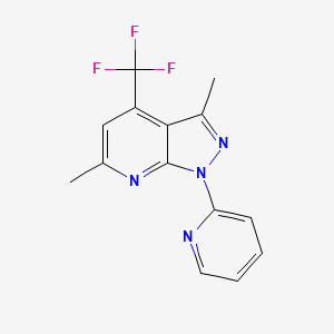 molecular formula C14H11F3N4 B7501871 3,6-Dimethyl-1-pyridin-2-yl-4-(trifluoromethyl)pyrazolo[3,4-b]pyridine 