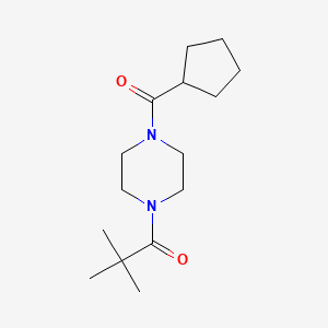 molecular formula C15H26N2O2 B7501983 1-[4-(Cyclopentanecarbonyl)piperazin-1-yl]-2,2-dimethylpropan-1-one 