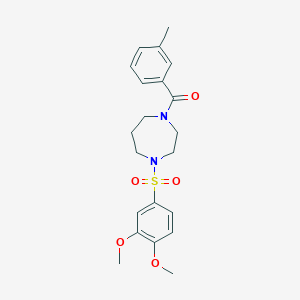 molecular formula C21H26N2O5S B7502246 [4-(3,4-Dimethoxyphenyl)sulfonyl-1,4-diazepan-1-yl]-(3-methylphenyl)methanone 