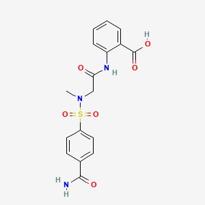 molecular formula C17H17N3O6S B7502269 2-[[2-[(4-Carbamoylphenyl)sulfonyl-methylamino]acetyl]amino]benzoic acid 