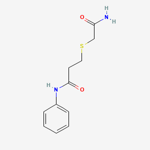 molecular formula C11H14N2O2S B7502277 3-(2-amino-2-oxoethyl)sulfanyl-N-phenylpropanamide 