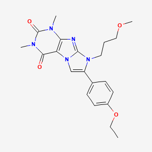 molecular formula C21H25N5O4 B7502320 7-(4-ethoxyphenyl)-8-(3-methoxypropyl)-1,3-dimethyl-1H-imidazo[2,1-f]purine-2,4(3H,8H)-dione 